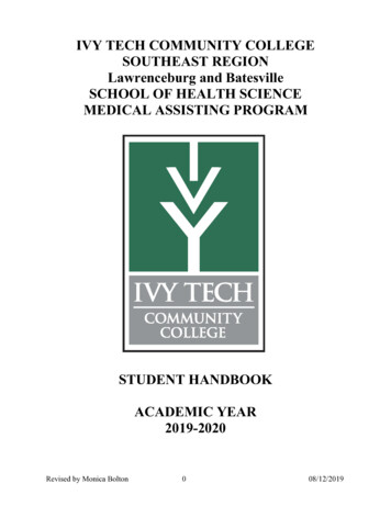 IVY TECH COMMUNITY COLLEGE SOUTHEAST REGION Lawrenceburg And Batesville .