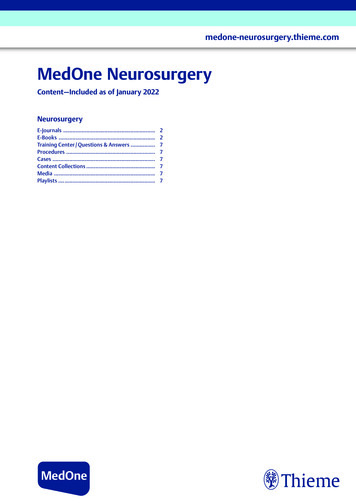 Content — Included As Of October 2021 Neurosurgery