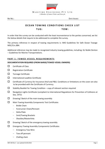 OCEAN TOWING CONDITIONS CHECK LIST TUG: TOW