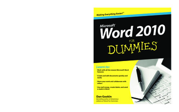 Microsoft Word 2010 For Dummies - , Save, Print