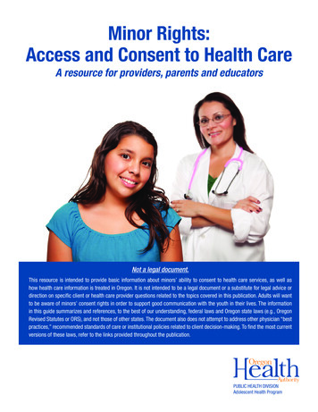Minor Rights: Access And Consent To Health Care - Oregon