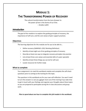 MODULE 1: THE TRANSFORMING POWER OF RECOVERY