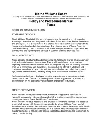 Morris Williams Realty Policy And Procedures Manual Texas