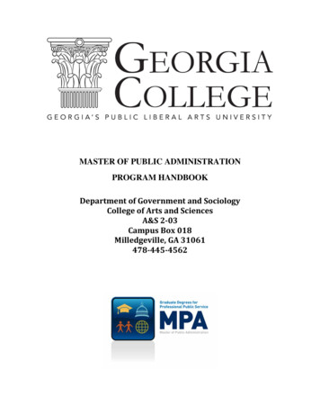 Master Of Public Administration Program Handbook