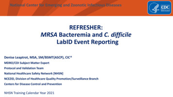 MRSA Bacteremia And C. Difficile LabID Event Reporting