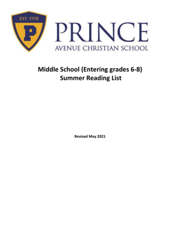 Middle School (Entering Grades 6-8) Summer Reading List