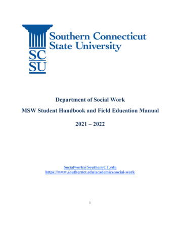 Department Of Social Work MSW Student Handbook And Field Education .