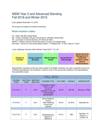 MSW Year 2 And Advanced Standing Fall 2018 And Winter 2019