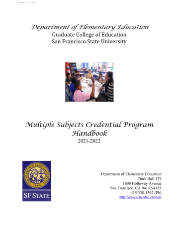 Multiple Subjects Credential Program Handbook