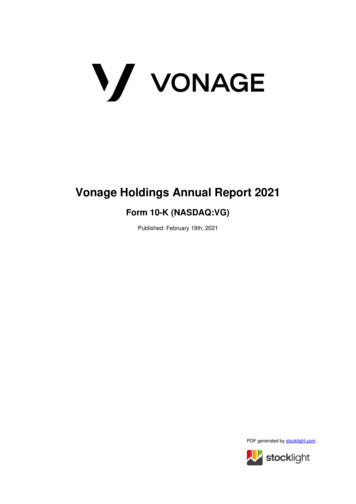 Vonage Holdings Annual Report 2021 - Stocklight 