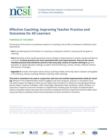 Effective Coaching: Improving Teacher Practice And .