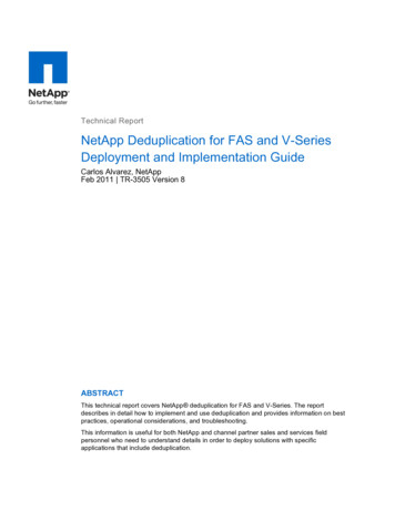 NetApp Deduplication For FAS ANS V-Series - Deployment And .