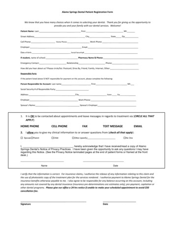 Alamo Springs Dental Patient Registration Form