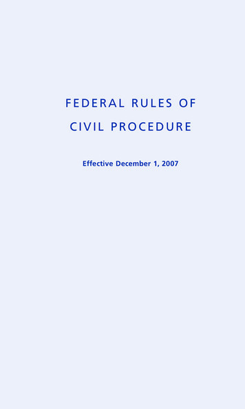 FEDERAL RULES OF CIVIL PROCEDURE