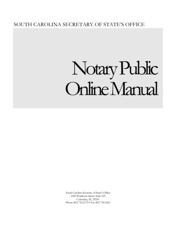 Notary Public Online Manual - South Carolina