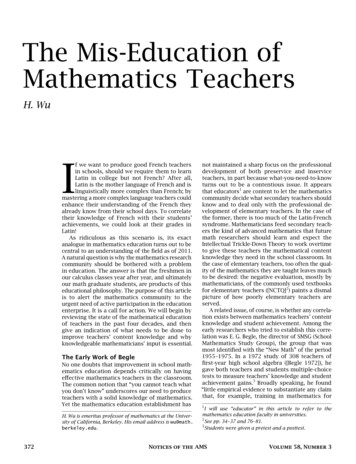 The Mis-Education Of Mathematics Teachers