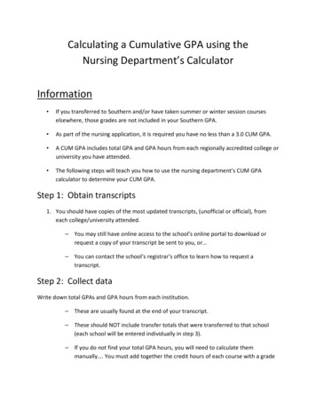 Nursing GPA Calculator Instructions - Southern Connecticut State University