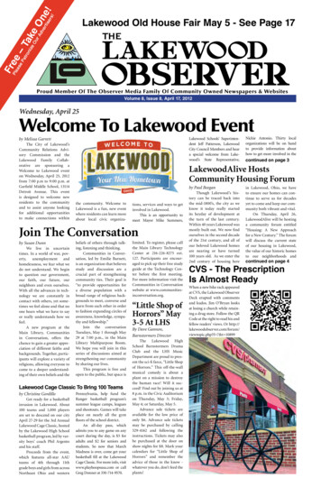 Volume 8, Issue 8, April 17, 2012 Welcome To Lakewood 