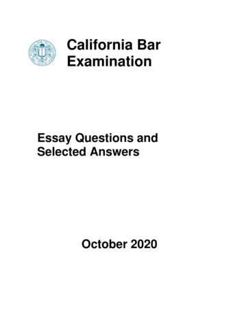 Essay Questions And Selected Answers - State Bar Of California