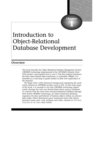 Introduction To Object-Relational Database Development
