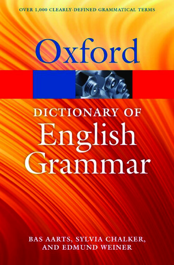The Oxford Dictionary Of English Grammar