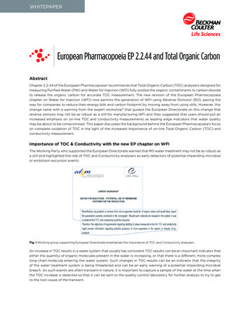 European Pharmacopoeia EP 2.2.44 And Total Organic Carbon