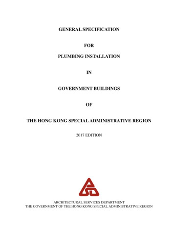 General Specification For Plumbing Installation In Government Buildings .