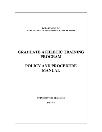 Graduate Athletic Training Program Policy And Procedure Manual