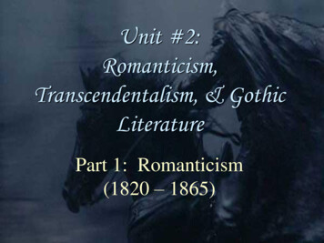 Unit #2: Romanticism, Transcendentalism, & Gothic Literature