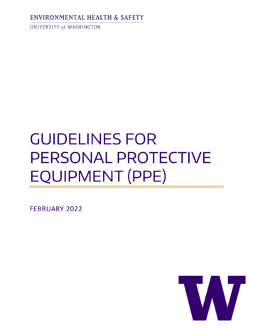 GUIDELINES FOR PERSONAL PROTECTIVE EQUIPMENT (PPE)