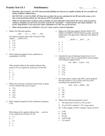 Practice Test Ch 3 Stoichiometry Name Per
