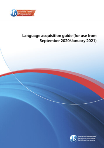Language Acquisition Guide (for Use From September 2020 .