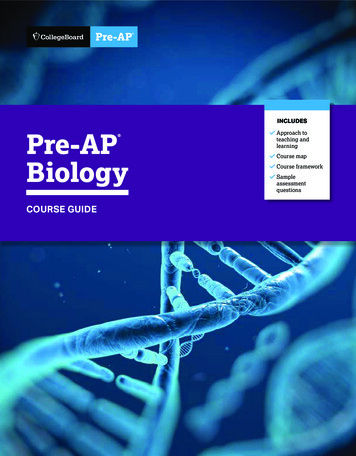 Pre-AP Biology Course Guide Updated Fall 2020