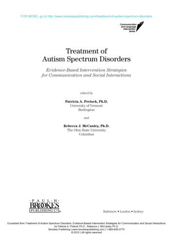 Treatment Of Autism Spectrum Disorders