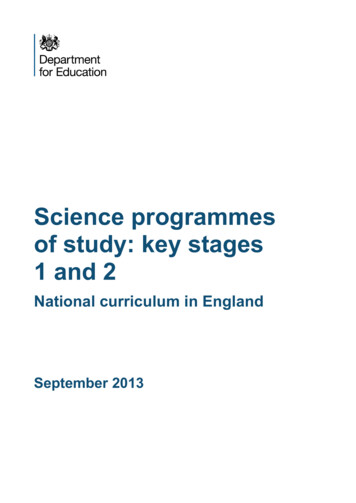 Science Programmes Of Study: Key Stages 1 And 2