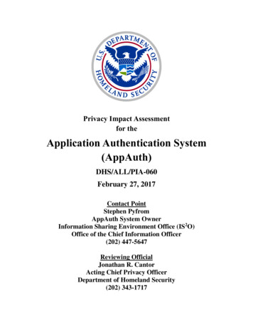 DHS/ALL/PIA-060 Application Authentication System