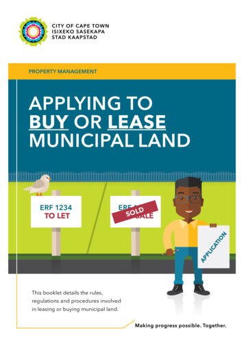 APPLYING TO BUY OR LEASE MUNICIPAL LAND - Cape Town