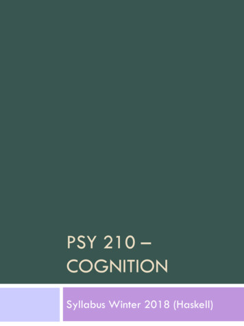 PSY 210 COGNITION - Myweb.facstaff.wwu.edu