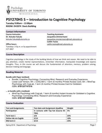 PSY270H5 S Introduction To Cognitive Psychology