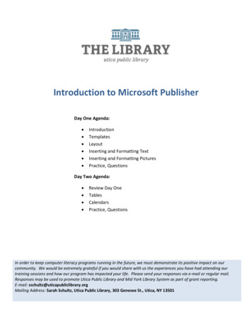 Introduction To Microsoft Publisher - Utica Public Library