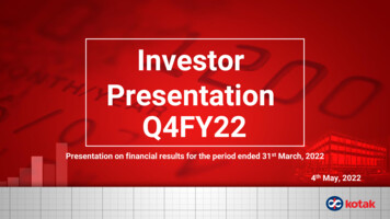 Investor Presentation Q4FY22 - Kotak Mahindra Bank
