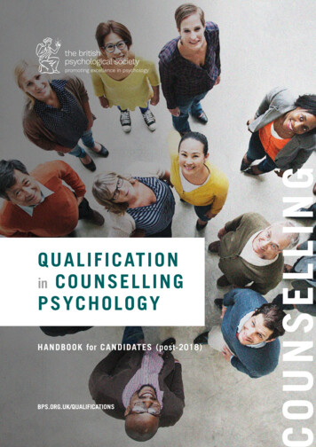 QUALIFICATIONin COUNSELLNG PSYCHOLOGY