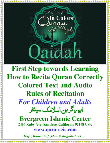 First Step Towards Learning How To Recite Quran Correctly .