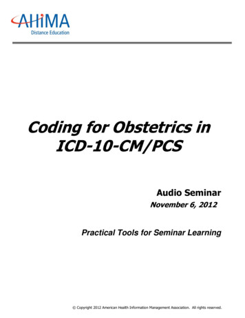 Coding For Obstetrics In ICD-10-CM/PCS - AHIMA