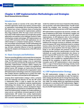 Chapter 4 : ERP Implementation Methodologies And 
