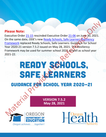 Ready Schools Safe Learners 2020-21 Guidance - Oregon