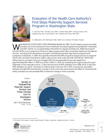 Evaluation Of The Health Care Authority’s S First Steps .