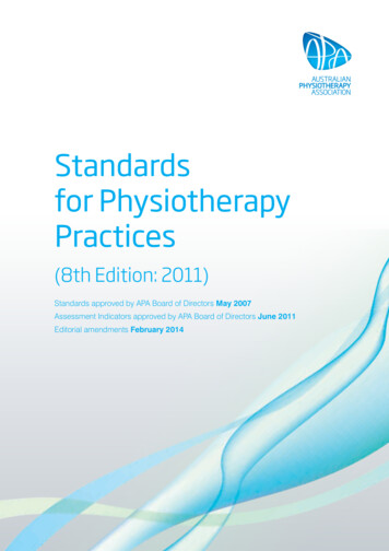 Standards For Physiotherapy Practices