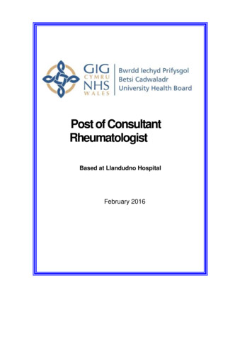 Post Of Consultant Rheumatologist - SER