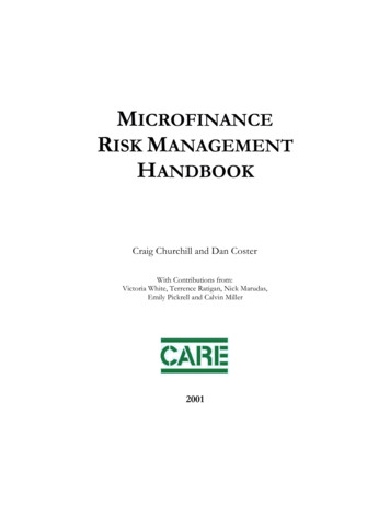 MICROFINANCE RISK MANAGEMENT HANDBOOK